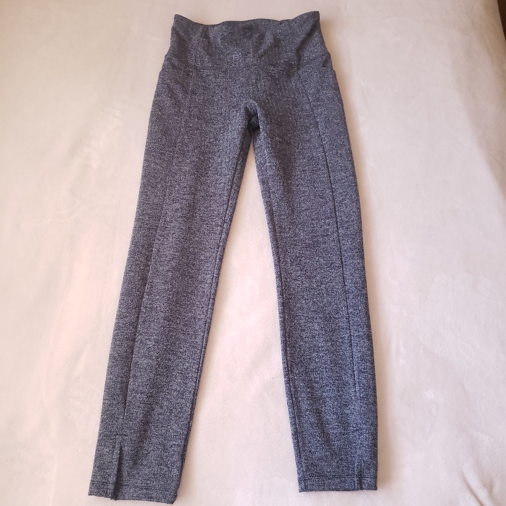 Athleta Gray Black High Rise Herringbone Mercer Tights Leggings